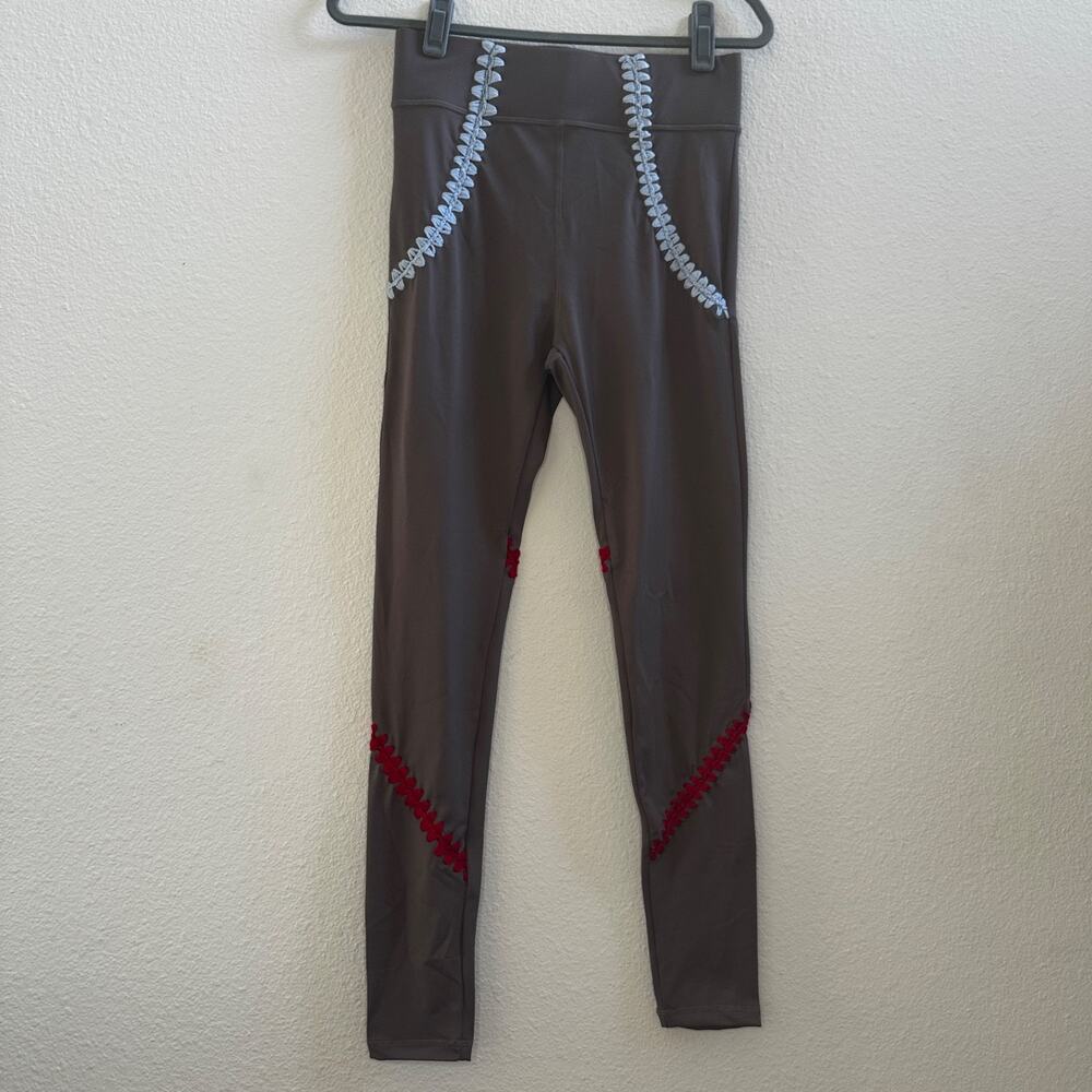 Carbon38 Lace Up Leggings Gray M High Rise Athleisure Designer Yoga Pants